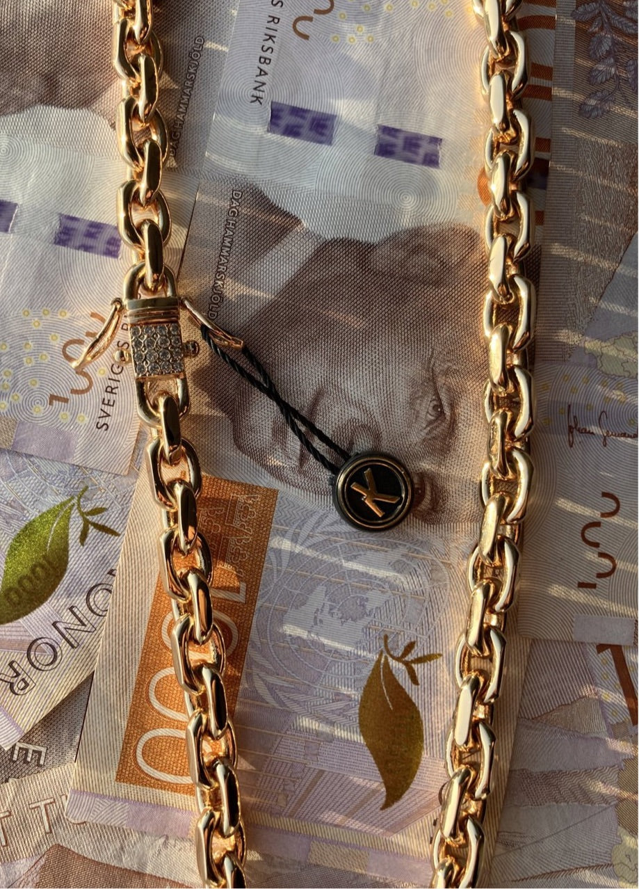 Ankarlänk Halsband 8mm - 18K Guldpläterad - Kejsar