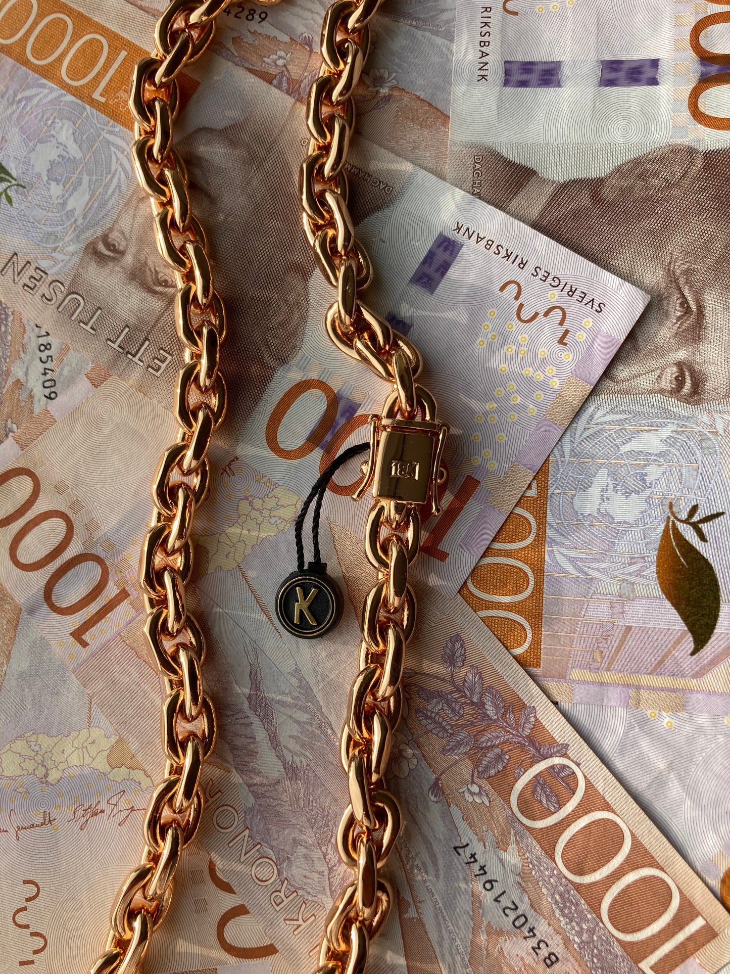Ankarlänk Halsband 8mm - 18K Guldpläterad - Kejsar