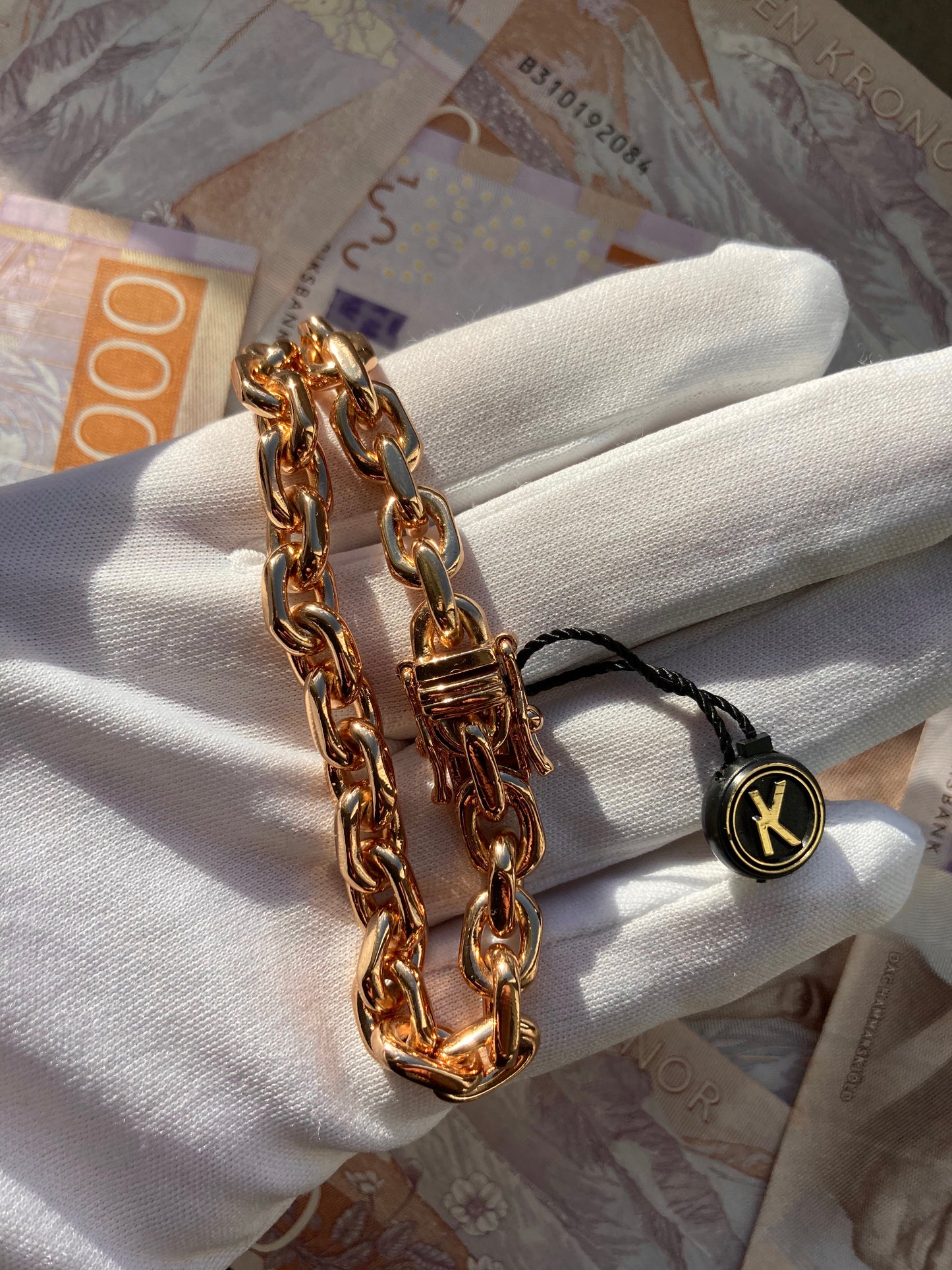 Ankarlänk Halsband 8mm - 18K Guldpläterad - Kejsar