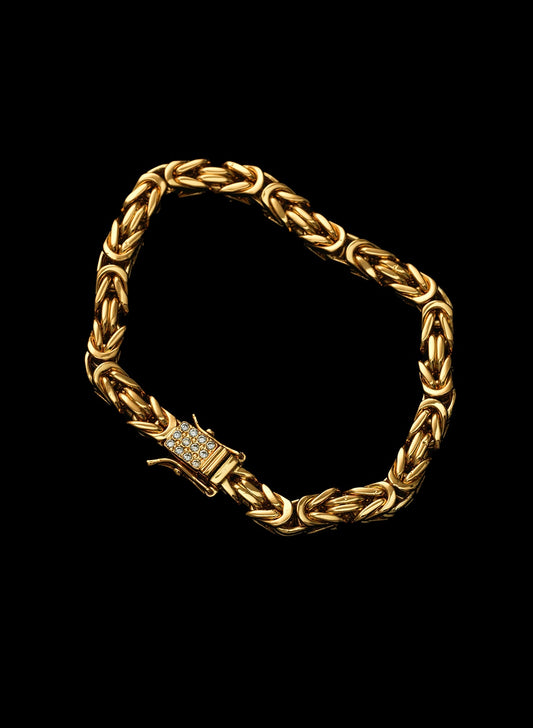 Byzantine Bracelet 6mm - 18K Gold Plated