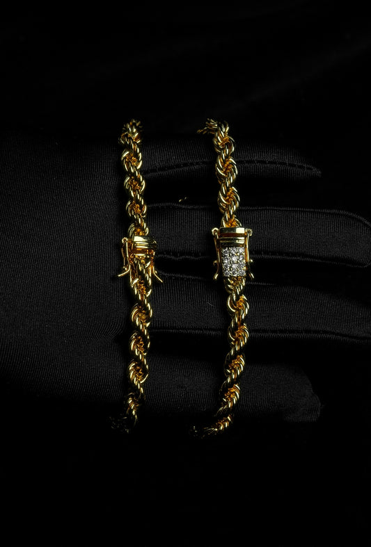 Rope Chain Bracelet 6mm - 18K Gold Plated