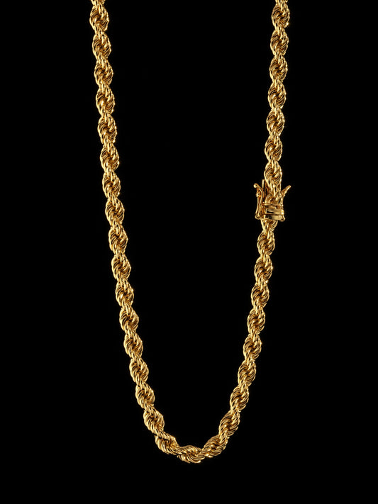 Rope Chain Necklace 6mm - 18K Gold Plated