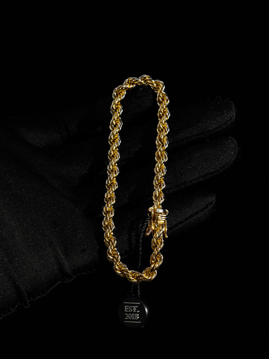 Rope Chain Bracelet 4mm - 18K Gold Plated