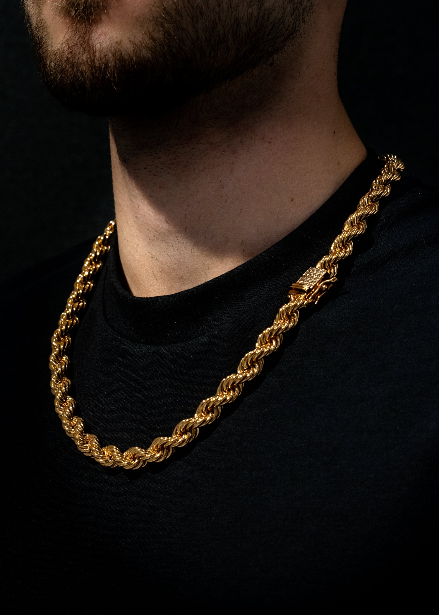 18k gold on sale rope chain 10mm