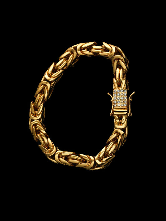 Byzantine Bracelet 8mm - 18K Gold Plated