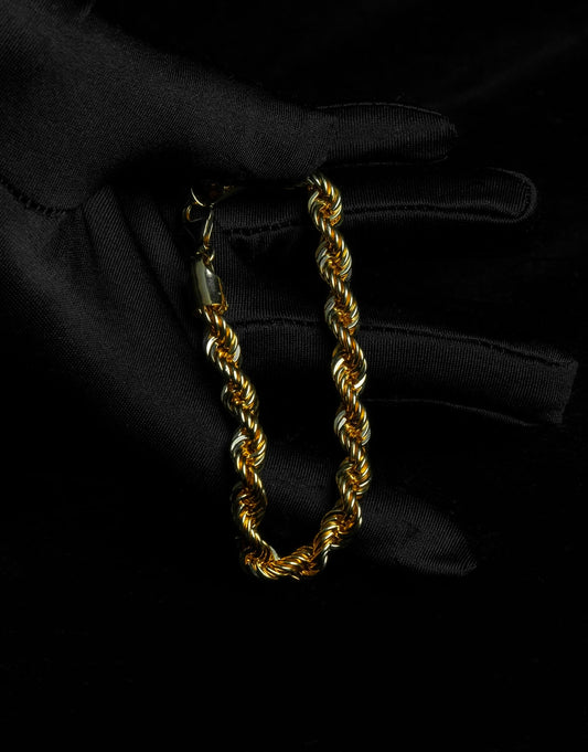Rope Chain Bracelet 7mm - 18K Gold