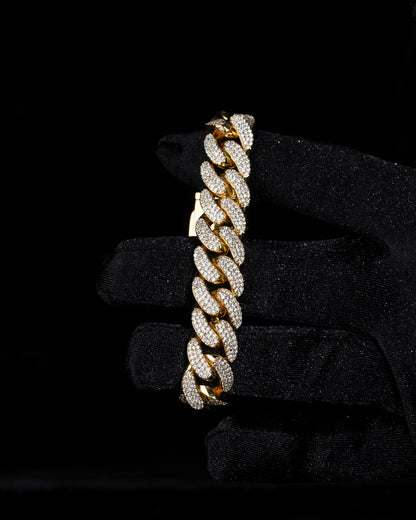 Iced out oval Cuban link bracelet