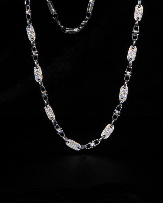 Plattenkette Halsband Med Diamanter 6mm - 925 Silver