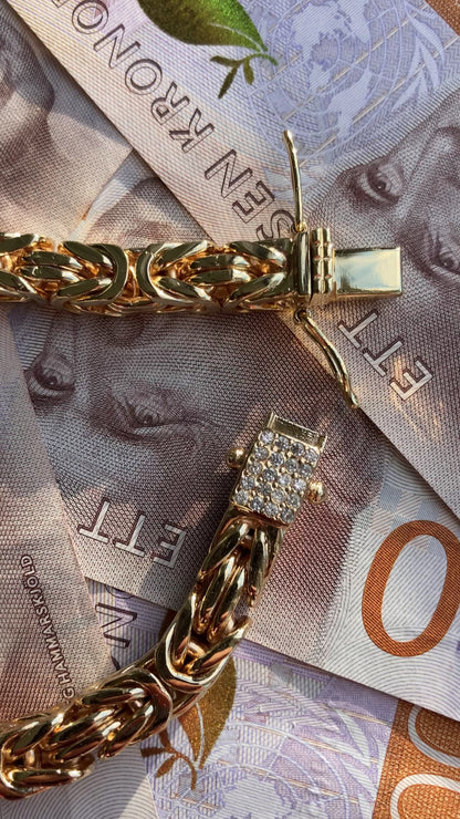 Byzantine Bracelet 8mm - 18K Gold Plated