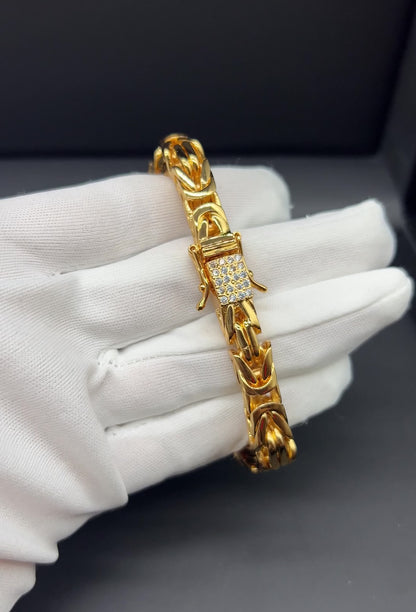 Byzantine Bracelet 8mm - 18K Gold Plated
