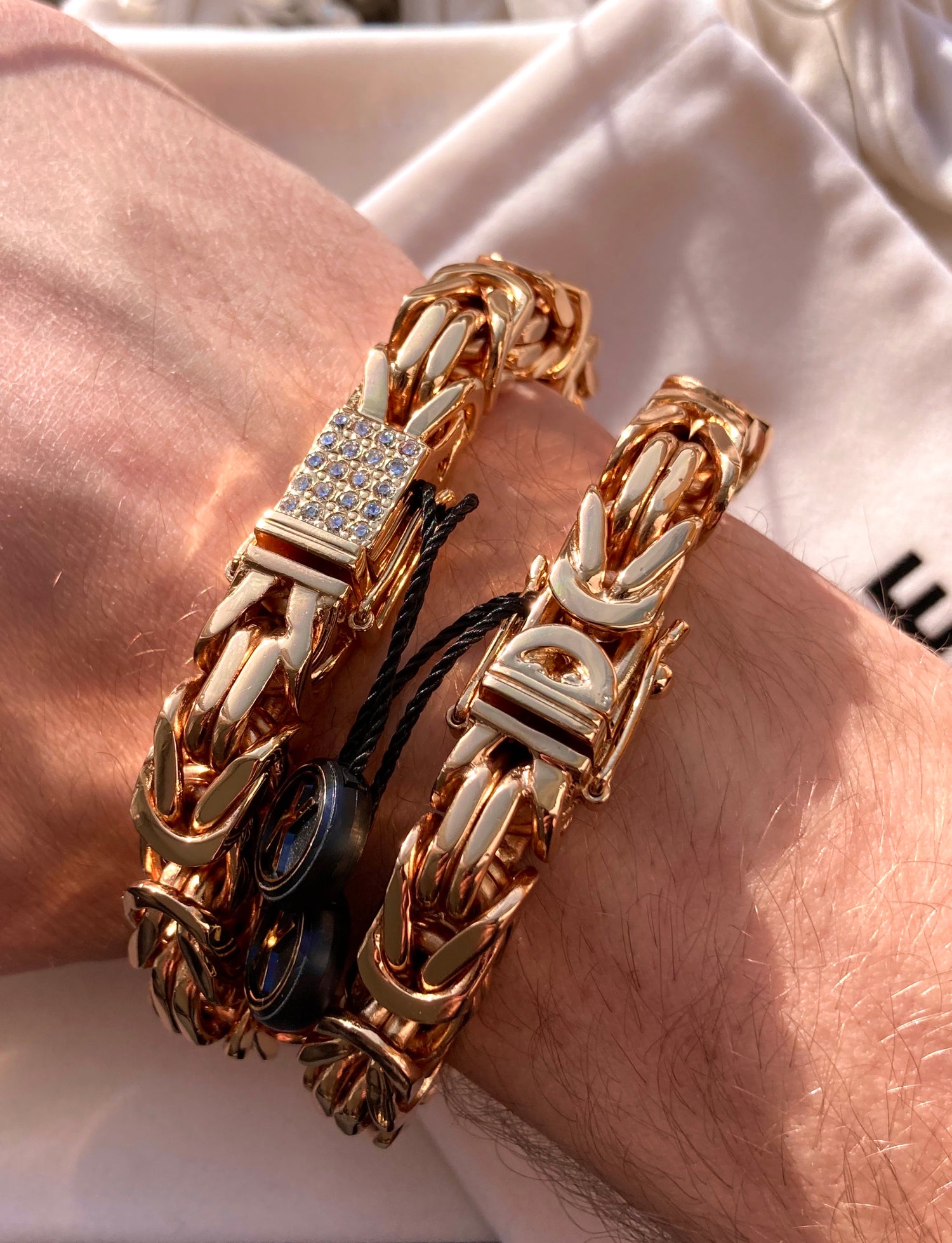 Byzantine Bracelet 10mm 18K Gold Plated