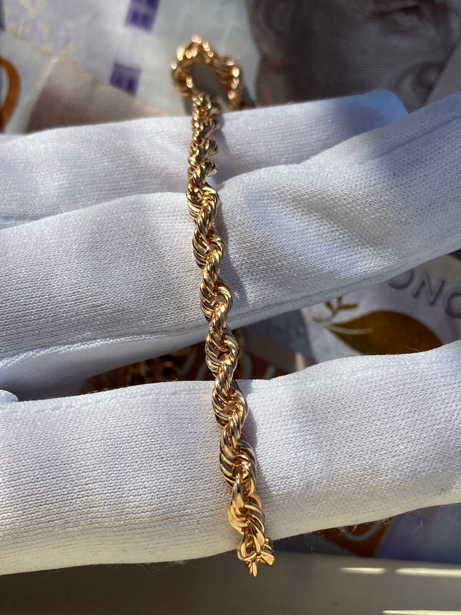 Rope Chain Bracelet 4.2mm Solid 18K Gold Kejsar